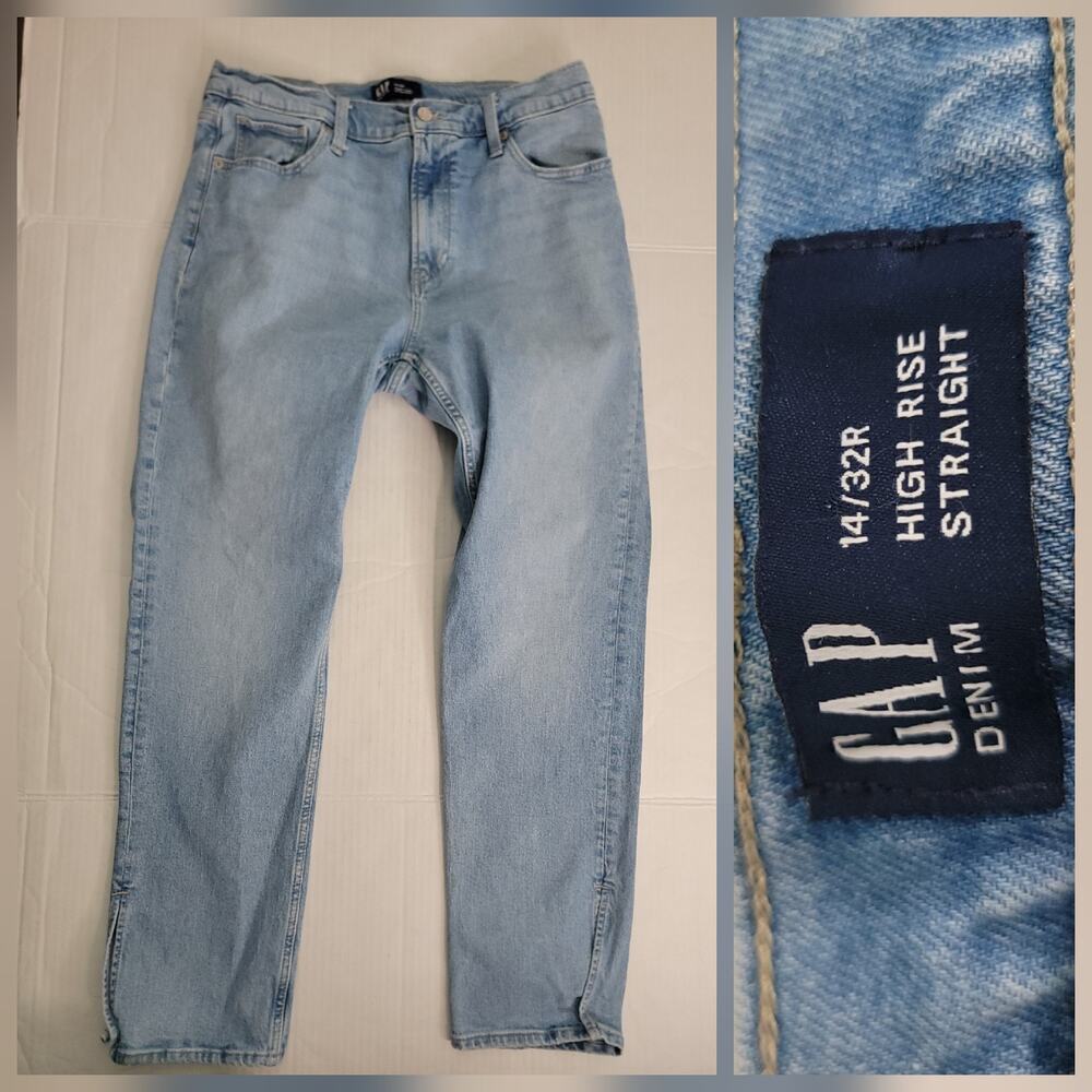 GAP Jeans Womens Sz 14 High Rise Straight Leg Stretch Cotton